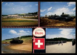 AK Bure, Place d`armes, Schweizer Flagge